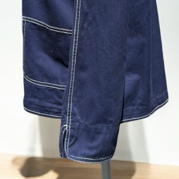 🌻Drapers & Damons Navy Blue White Stitching Lightweight Jacket Size Petite L - Picture 5 of 9
